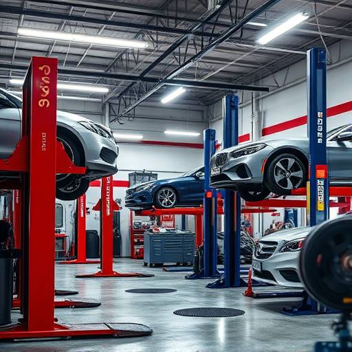 AutoFix Garage facility: The brake service area with hydraulic lifts and brake testing equipment.
