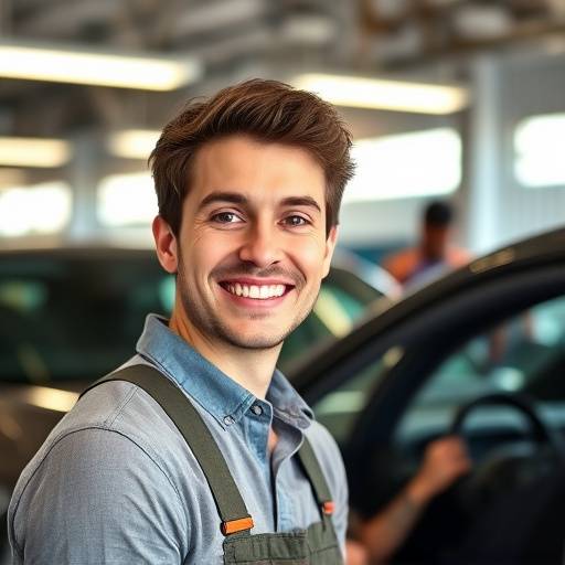 Happy customer after car service