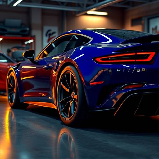 Repaired car by AutoFix Garage: A sports car with upgraded suspension and handling components.